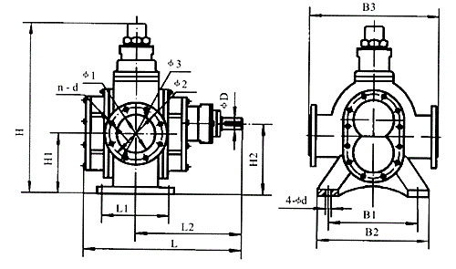 KCB系列大流量齿轮泵外形及安装尺寸