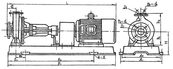 RY系列离心导热油泵机组安装尺寸图