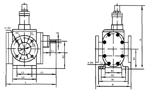 YCB系列圆弧齿轮泵泵头外形安装尺寸